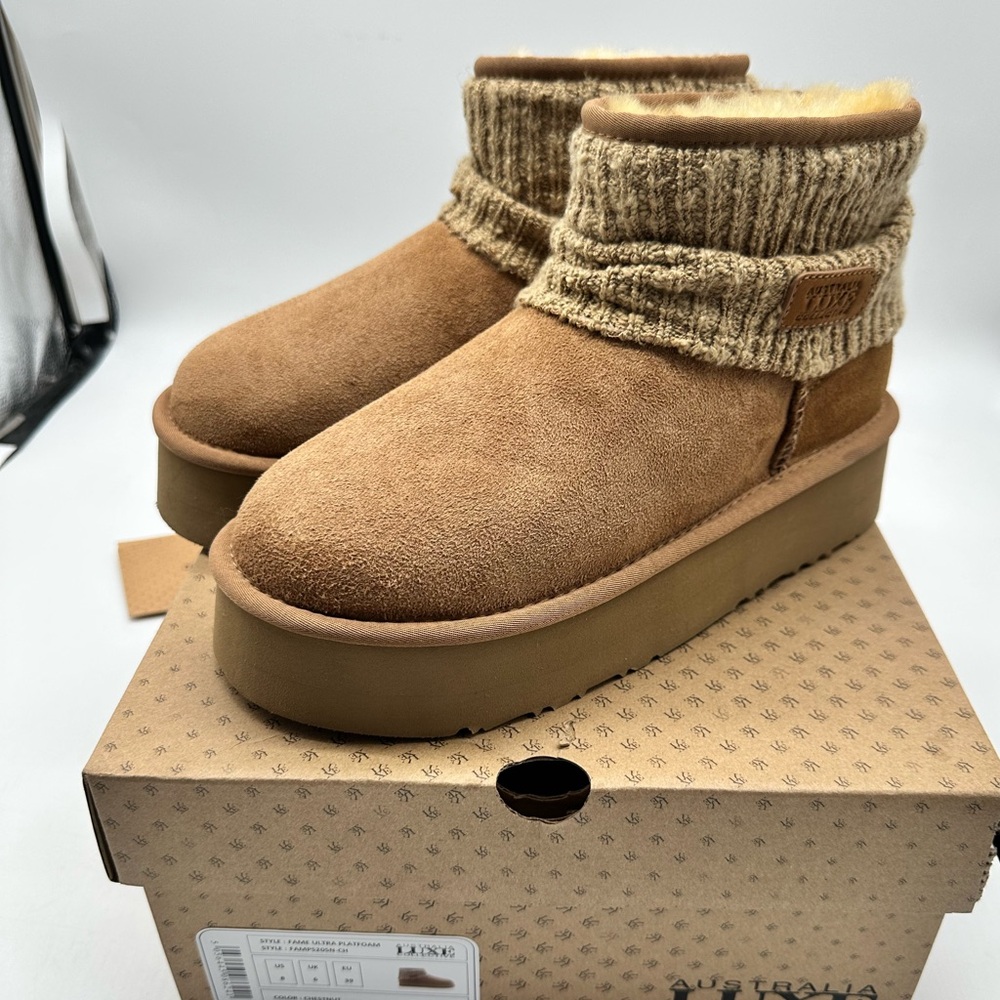 Australia Luxe Collective Fame Ultra Platfoam Boots in Chestnut NWT US 8 | EU 39